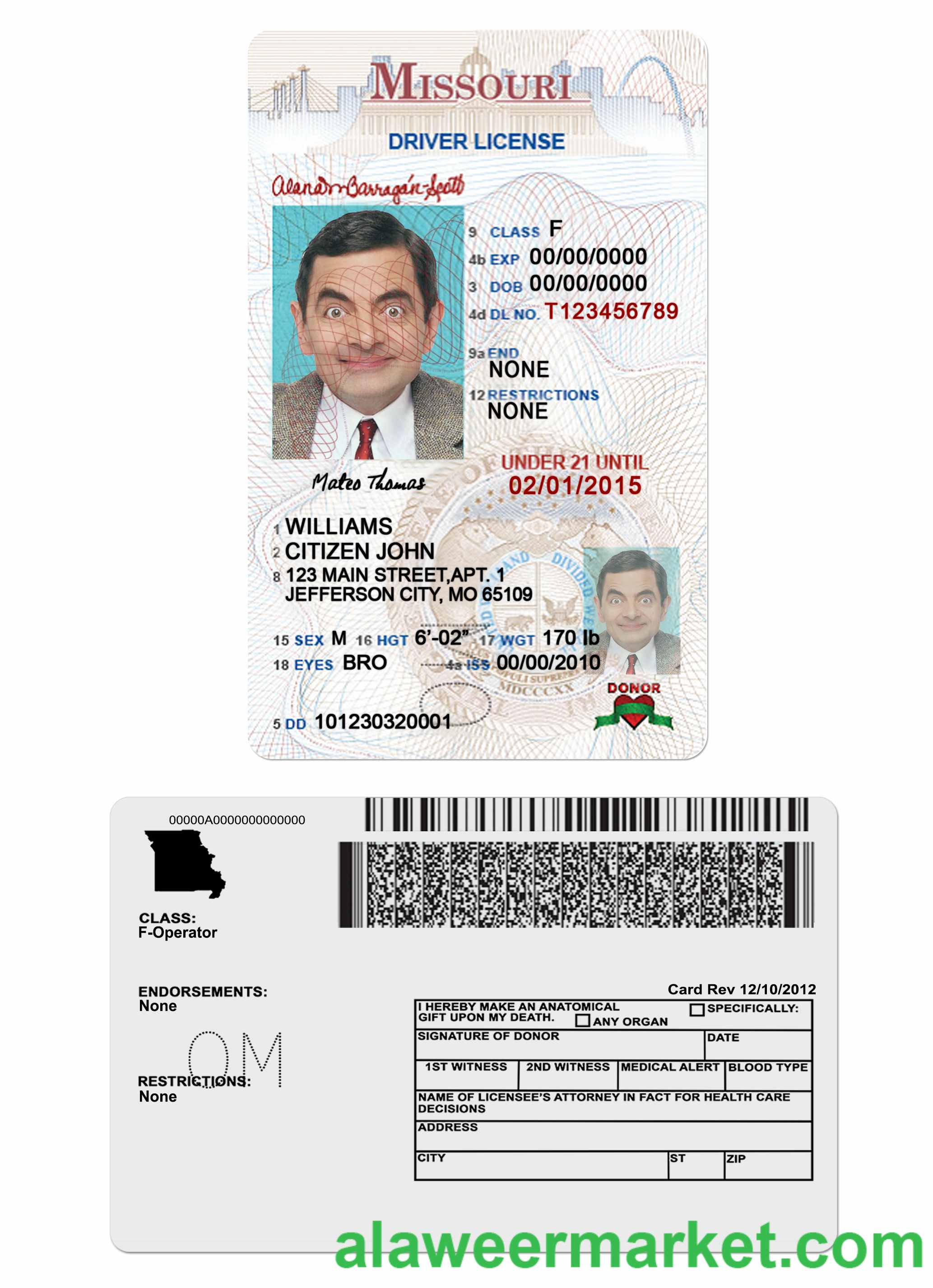 USA Missouri driving license under 21